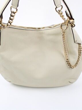 Henri Bendel Debutante Hobo bag in cream pebbled leather, with gold hardware